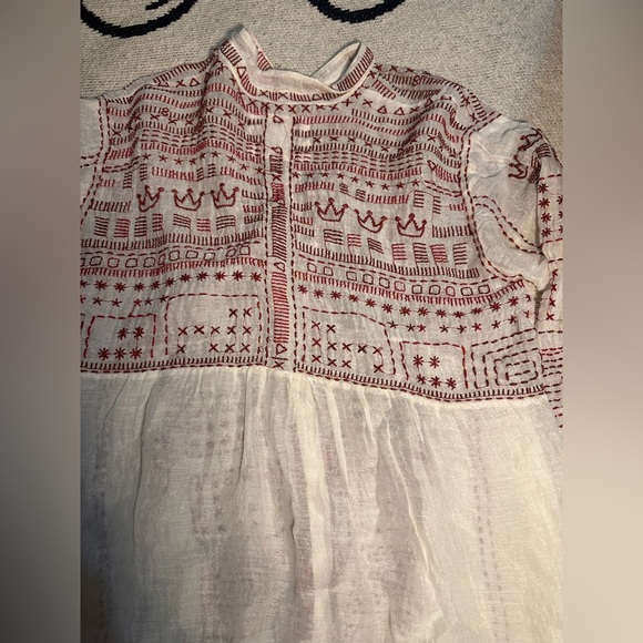 Johnny Was Ivory and Burgundy Embroidered Blouse - Picture 7 of 8